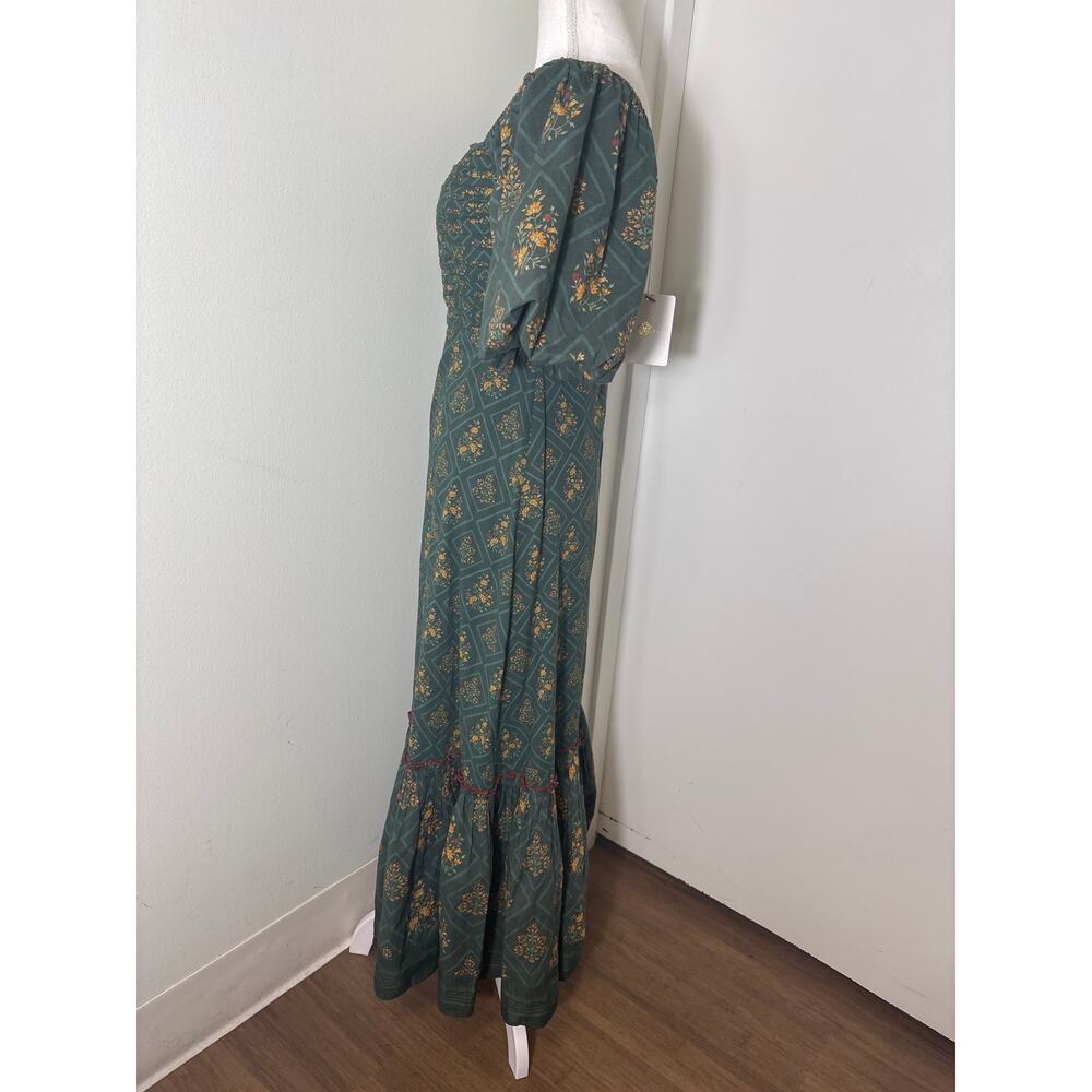 NWT Anna Cate Dark Green "Diamond Floral" Cotton Maxi Dress Sz XS - Picture 3 of 6